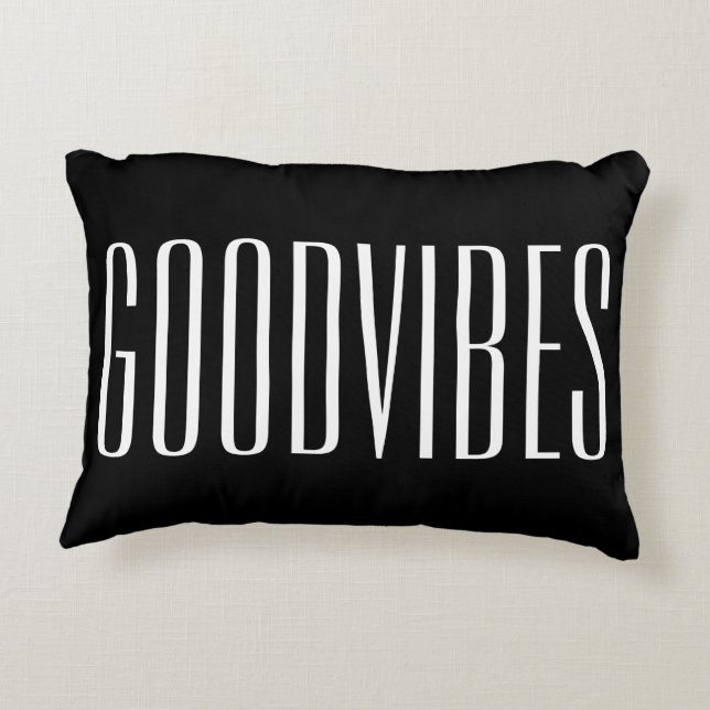 Good Vibes Customizable Black And White Uplifting Accent Pillow (Back)