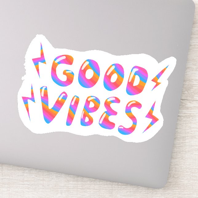 GOOD VIBES Cute Colorful & Fun Sticker (Detail)