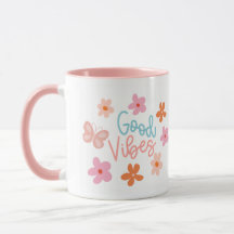Good vibes flowers and butterfly mug