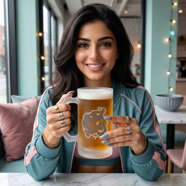 Good Vibes Frosted Glass Beer Mug (Creator Uploaded)