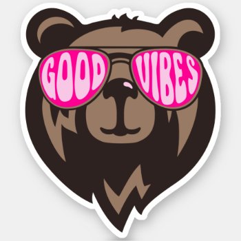 Good Vibes Funny Bear Stickers by splendidsummer at Zazzle