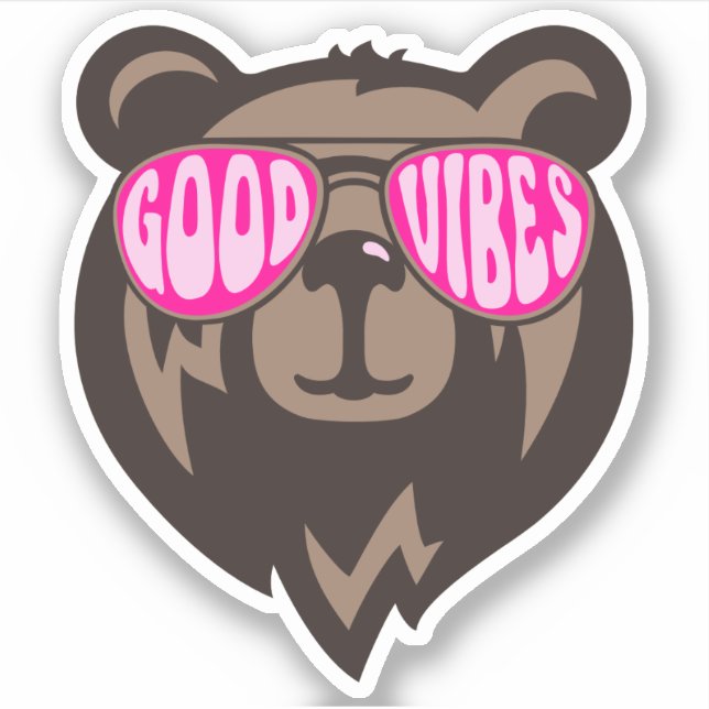 Good Vibes Funny Bear Stickers (Front)