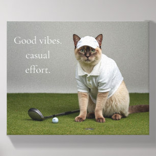 Good Vibes Golf Cat Canvas Photo Tile