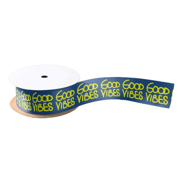 Good Vibes Handwriting (Choose Your Own Color) Satin Ribbon (Spool)