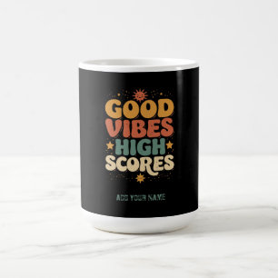 Good Vibes & High Scores Retro 70s Custom Typograp Coffee Mug