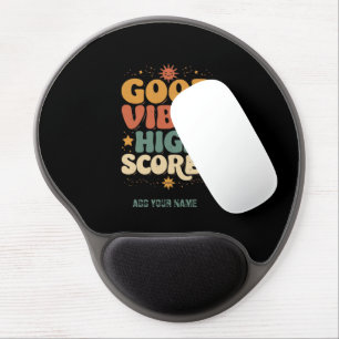 Good Vibes & High Scores Retro 70s Custom Typograp Gel Mouse Pad