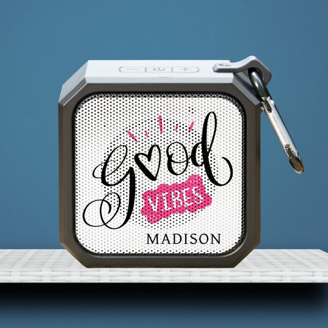 Good Vibes Modern Typography Personalized Name Bluetooth Speaker