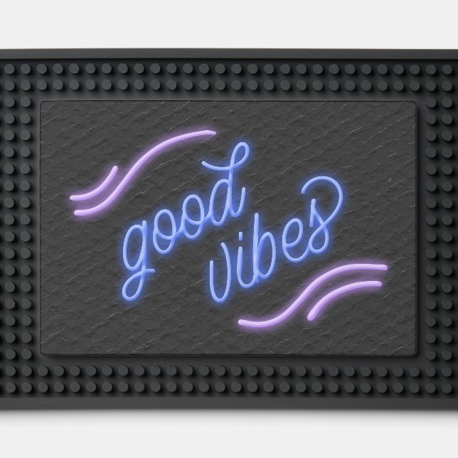 Good Vibes Neon Blue/Purple ID970 Bar Mat (Front (Close Up))
