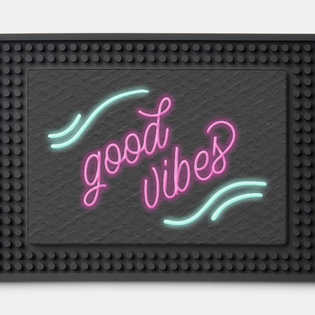 Good Vibes Neon Hot Pink/Green ID970 Bar Mat (Front (Close Up))