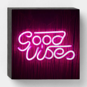 GOOD VIBES NEON - LOOK Wood Box Sign