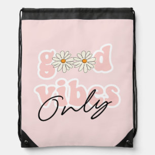 Good Vibes Only 70's Hippie Slogan Drawstring Bag