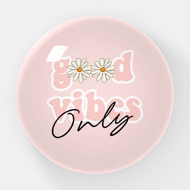Good Vibes Only 70's Hippie Slogan Paperweight (Front)