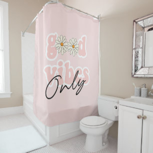 Good Vibes Only 70's Hippie Slogan Shower Curtain