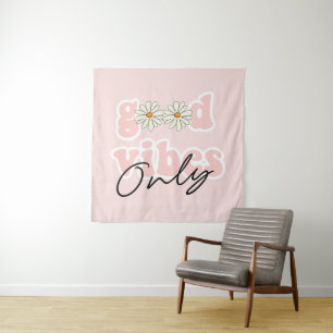 Good Vibes Only 70's Hippie Slogan Tapestry
