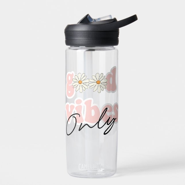 Good Vibes Only 70's Hippie Slogan Water Bottle (Left)