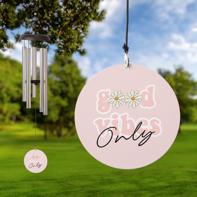 Good Vibes Only 70's Hippie Slogan Wind Chime (Outdoor)