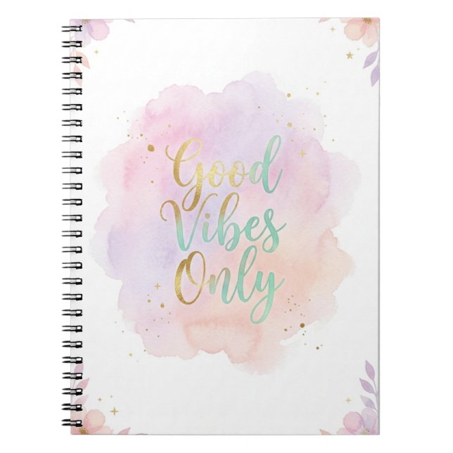 Good Vibes Only Aesthetic Pastel Notebook |  (Front)