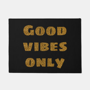 Good Vibes Only Black and Golden Glitter Doormat