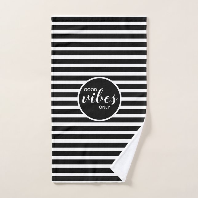 Good Vibes Only Black White Fitness  Hand Towel (Hand Towel)