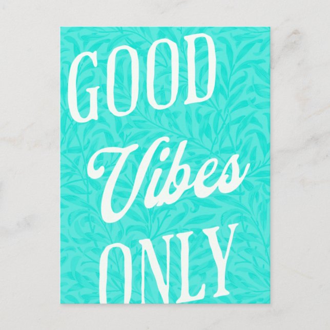 Good Vibes Only Blue and White Postcard (Front)