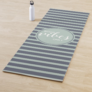 Good Vibes Only Blue & Green Typography Quote Yoga Mat