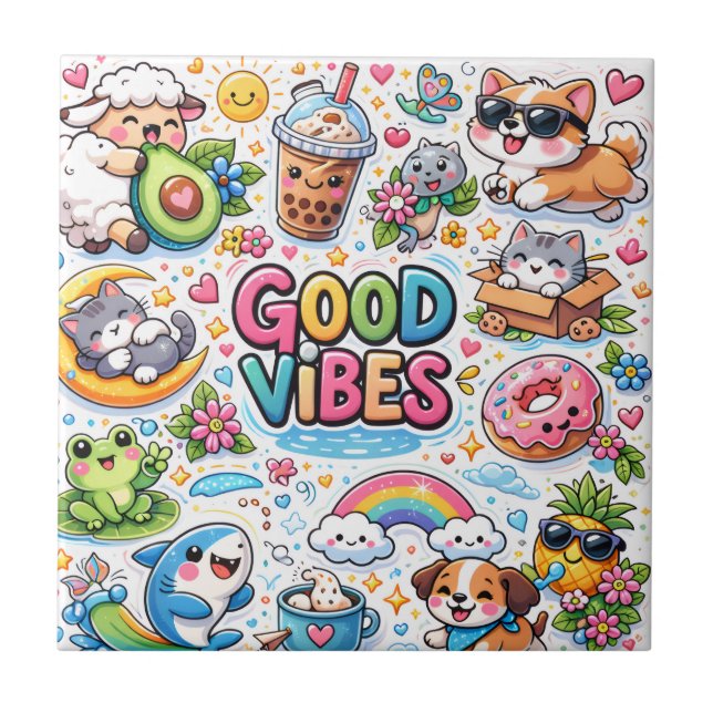 Good Vibes Only  Ceramic Tile (Front)