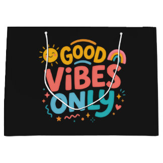 Good Vibes Only colorful black Gift Bag 