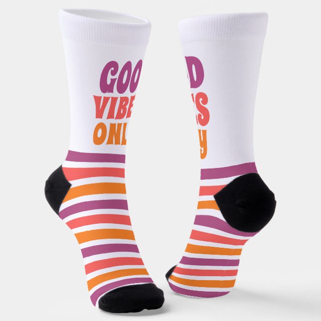 Good Vibes Only Colorful Fun Socks (Angled)