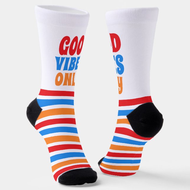 Good Vibes Only Colorful Fun Socks (Angled)