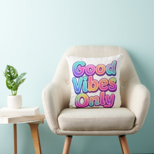 Good Vibes Only Colorful Typography Gift Design Throw Pillow