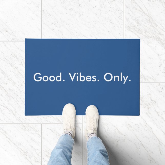 Good. Vibes. Only. Customizable White And Blue Doormat (Indoor)