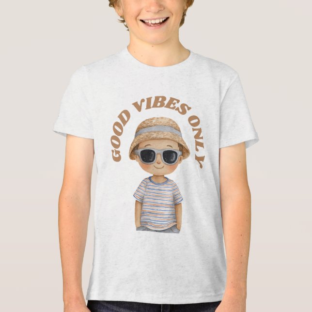 Good Vibes Only – Cute Positive Illustration Tri-Blend Shirt (Front)