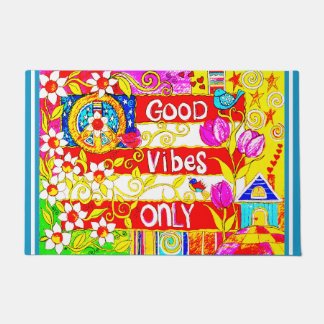 Good Vibes Only, Daisies, Peace Sign, Flag, Stars Doormat