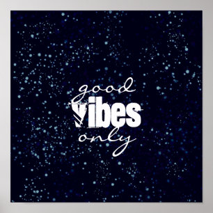 good vibes only dark blue wall art quote