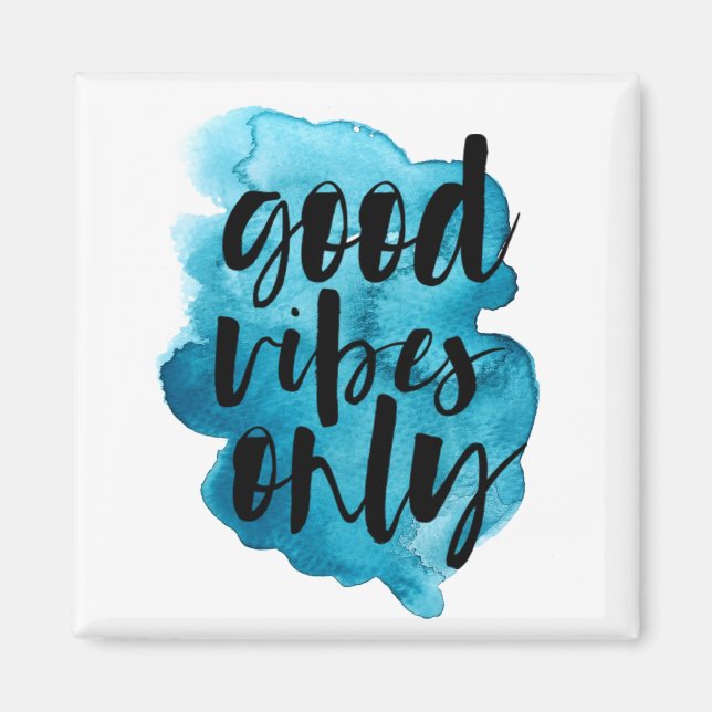 Good Vibes Only Deep Blue Brush Stroke Magnet (Front)