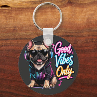  Good Vibes Only French Bulldog Design Keychain