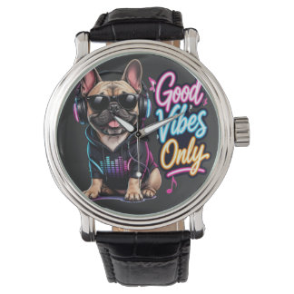  Good Vibes Only French Bulldog Design Watch
