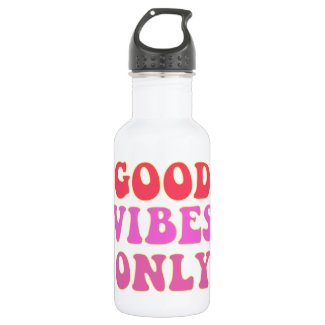 Good Vibes Only - Fun 60's Typography Stainless Steel Water Bottle