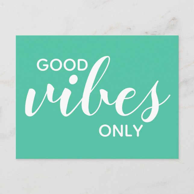 Good Vibes Only Green Quote  Postcard (Front)