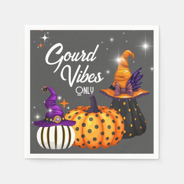 Good Vibes Only Halloween Pumpkin Napkins (Front)