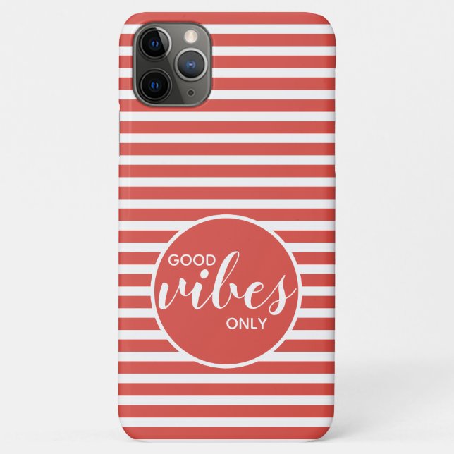 Good Vibes Only Motivation Quote Red White Stripes Case-Mate iPhone Case (Back)