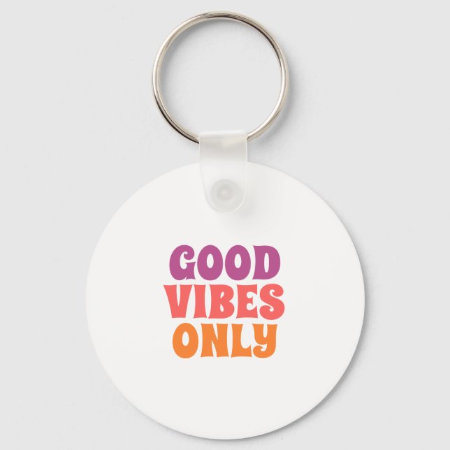 Good Vibes Only on budget tote bag Keychain (Front)