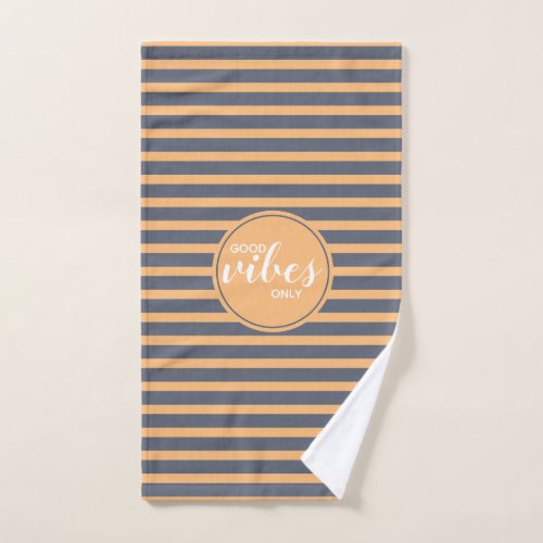 Good Vibes Only Orange  Blue Typography Exercise Hand Towel