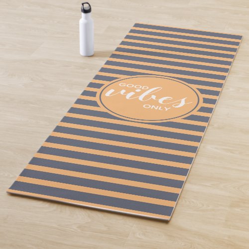 Good Vibes Only Orange  Blue Typography Quote Yoga Mat