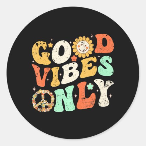 GOOD VIBES ONLY PEACE LOVE 60s 70s Tie Dye Groovy Classic Round Sticker