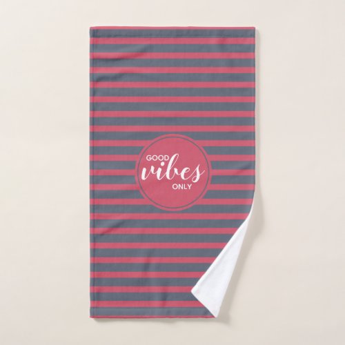 Good Vibes Only Pink  Blue Typography Exercise Hand Towel