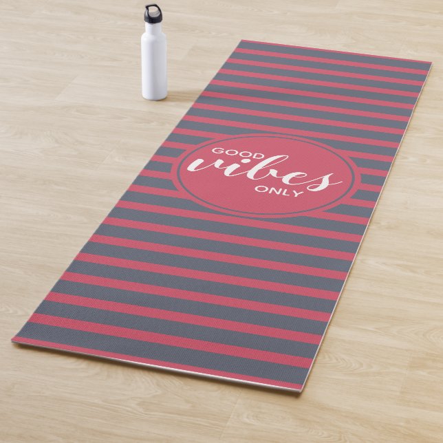 Good Vibes Only Pink & Blue Typography Quote Yoga Mat (In Situ)