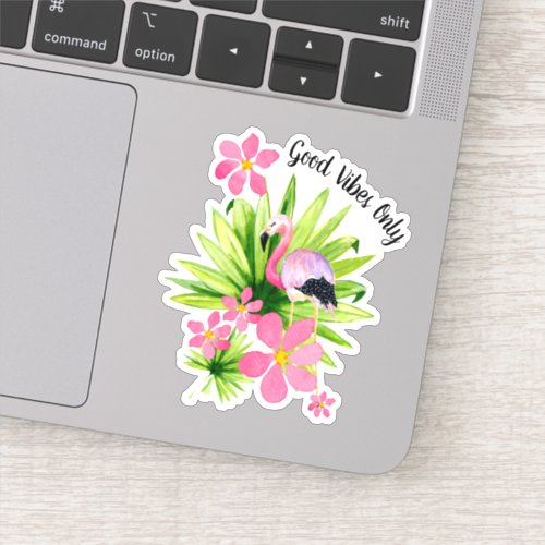 Good Vibes Only Pink Flamingo Vinyl Sticker