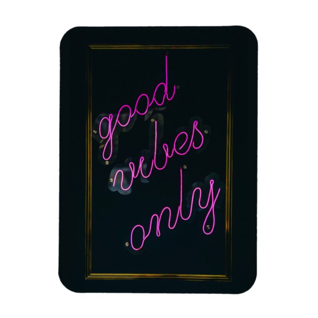 Good Vibes Only Pink Lights Aesthetic Typographic Magnet (Vertical)