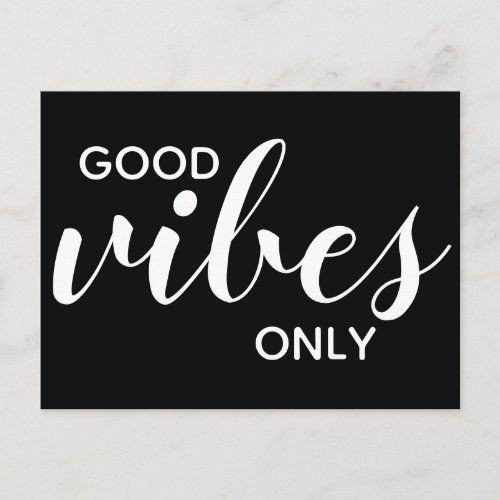 Good Vibes Only Positivity Affirmation Black Postcard